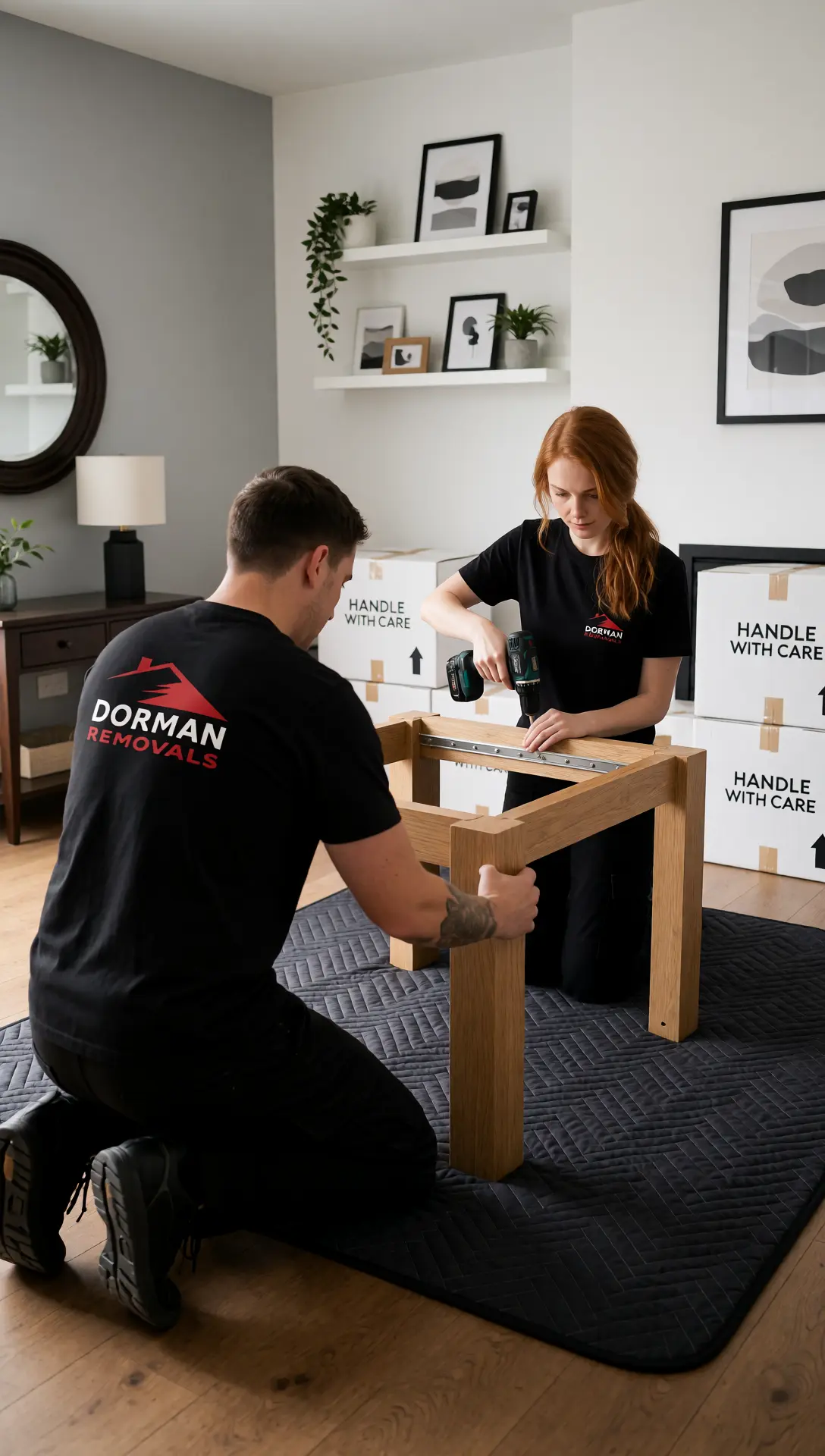 Team carrying boxes during London house removal