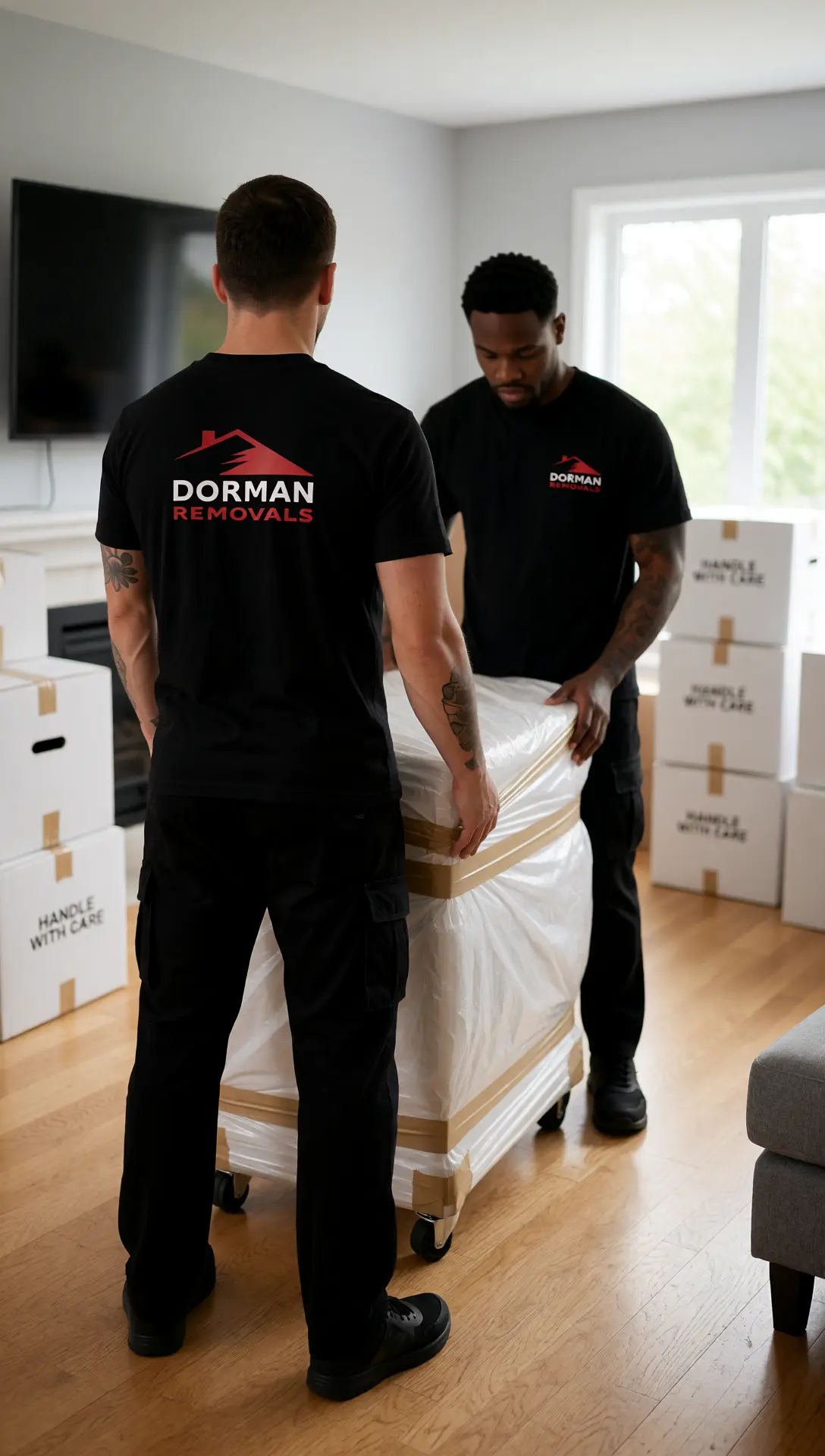 Barking removals team loading household furniture into van