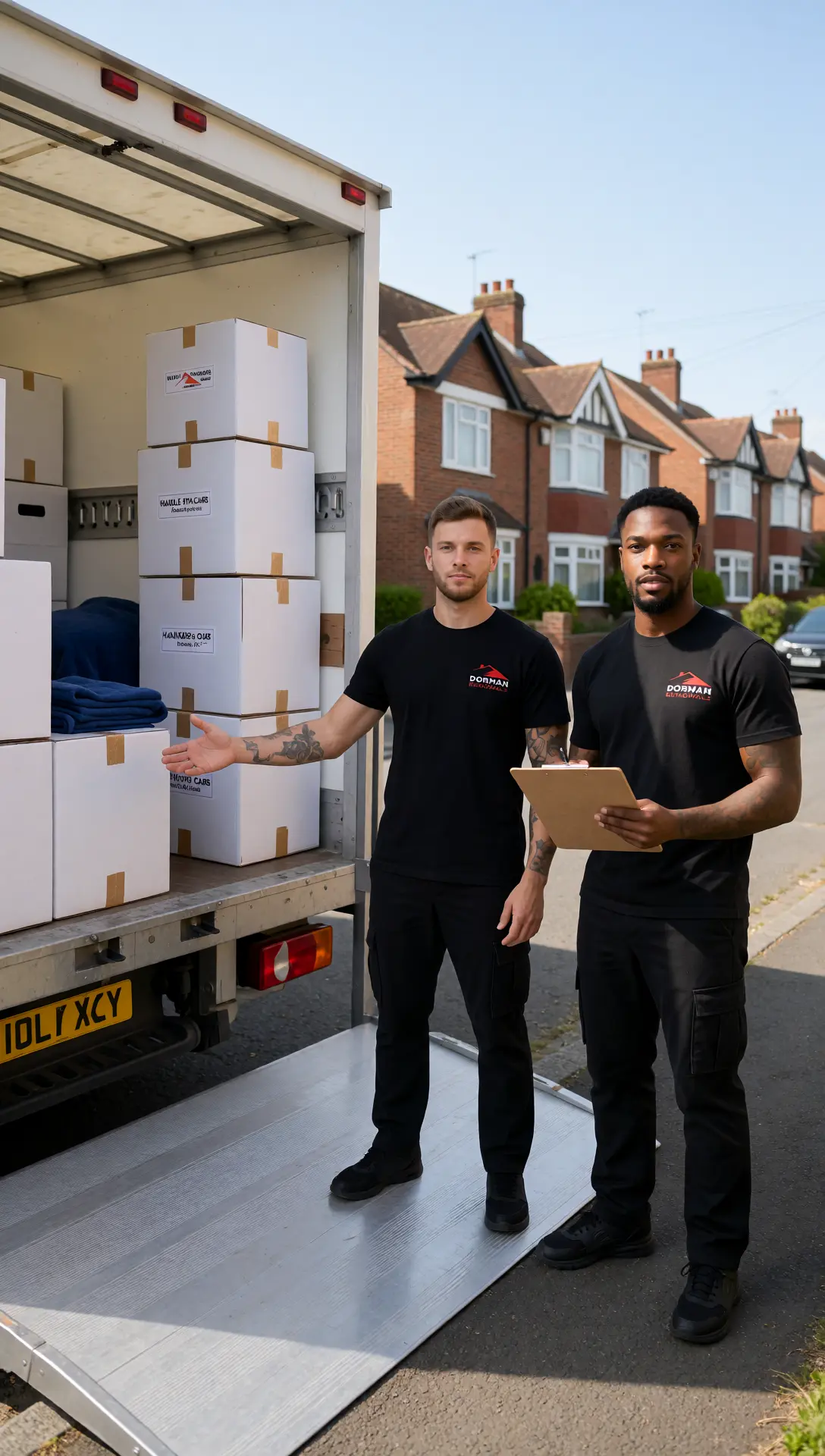 Boxes being carried during Barking house removal